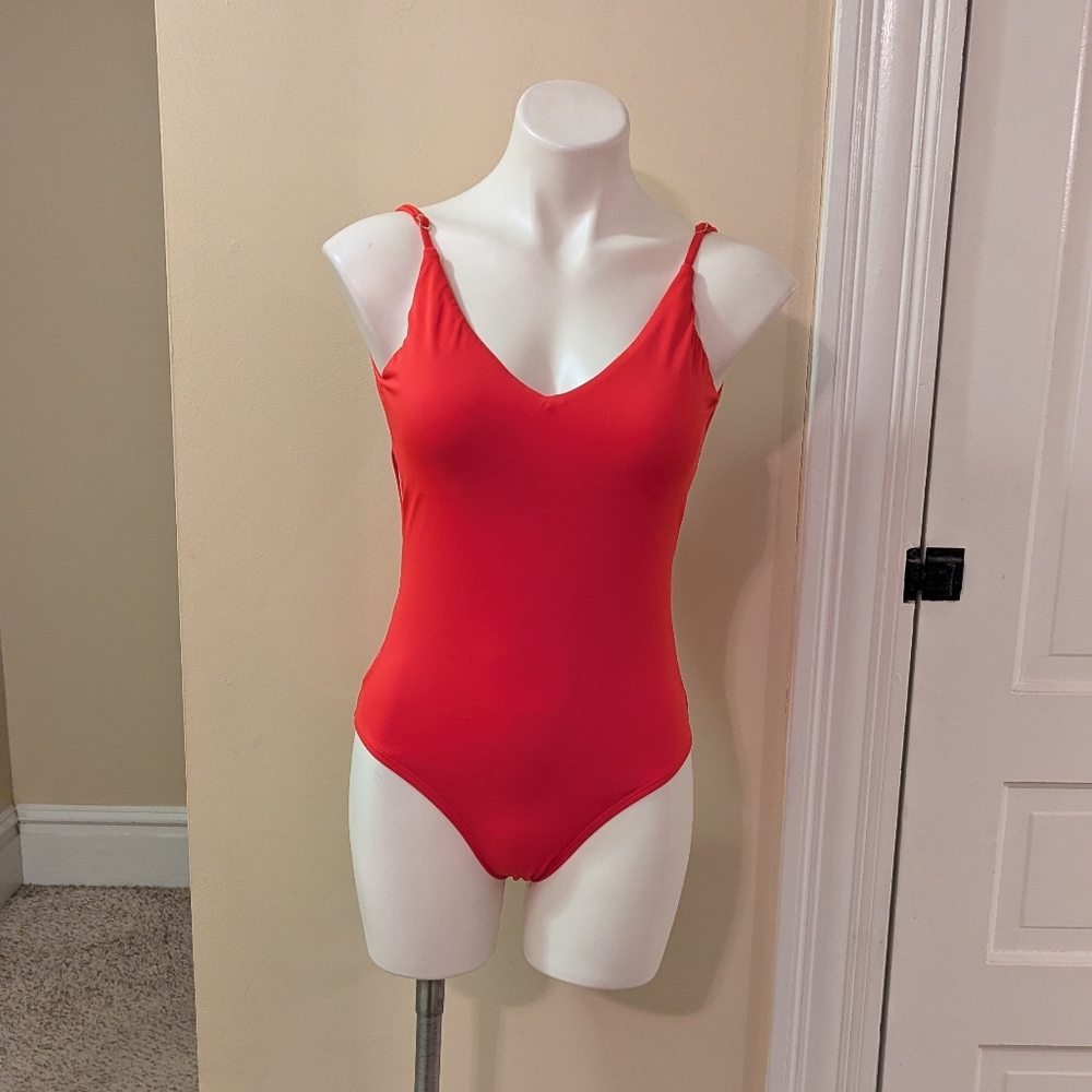 Moxi Blu red with side cut outs one piece bathing suit size S